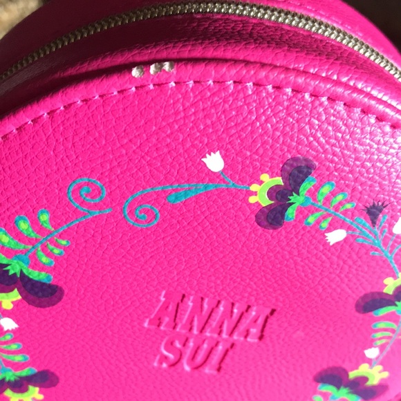 🚨B2G1 ANNA SUI Pink Blue Green Round Wristlet - Picture 4 of 7